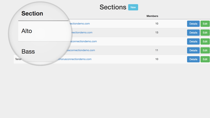 Sections in Chorus Connection